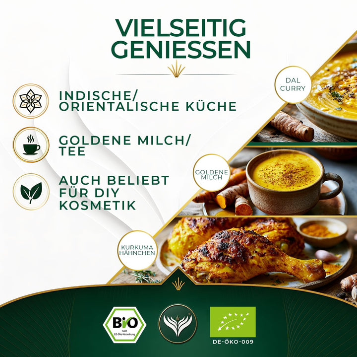 Azafran BIO Kurkuma Pulver, Kurkumawurzel fein gemahlen, Kurkumapulver als Gewürz oder für Curcuma T
