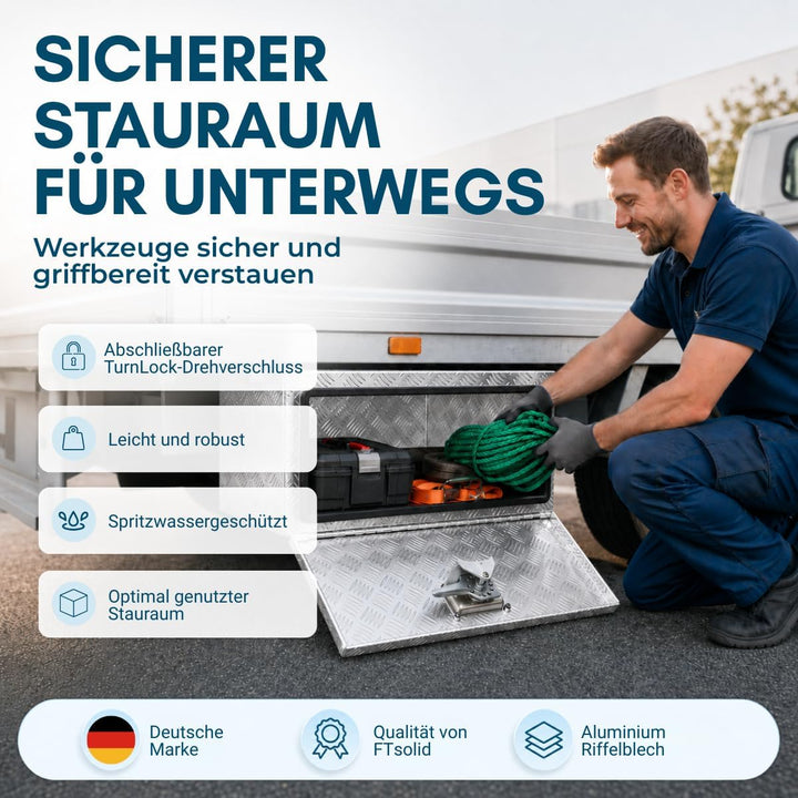 FTsolid Unterbaubox Anhängerkiste Staukasten J1-A Anhängerkiste Gurtkiste Staubox Werkzeugkiste 35l