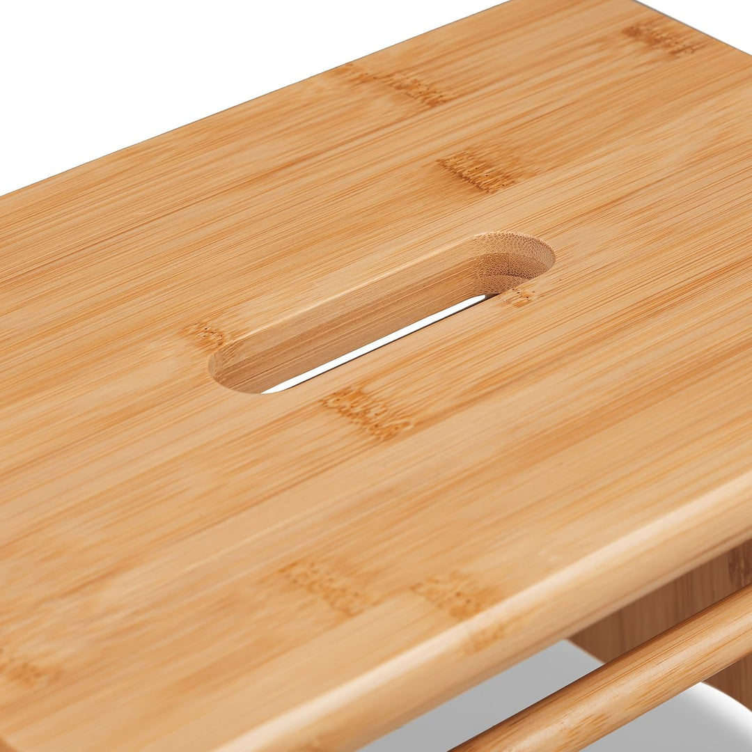 Relaxdays Fussbank Bambus, bis 100 kg, Stabiler Tritthocker, HBT: 20x33x21,5 cm, Kinderhocker Bad, G