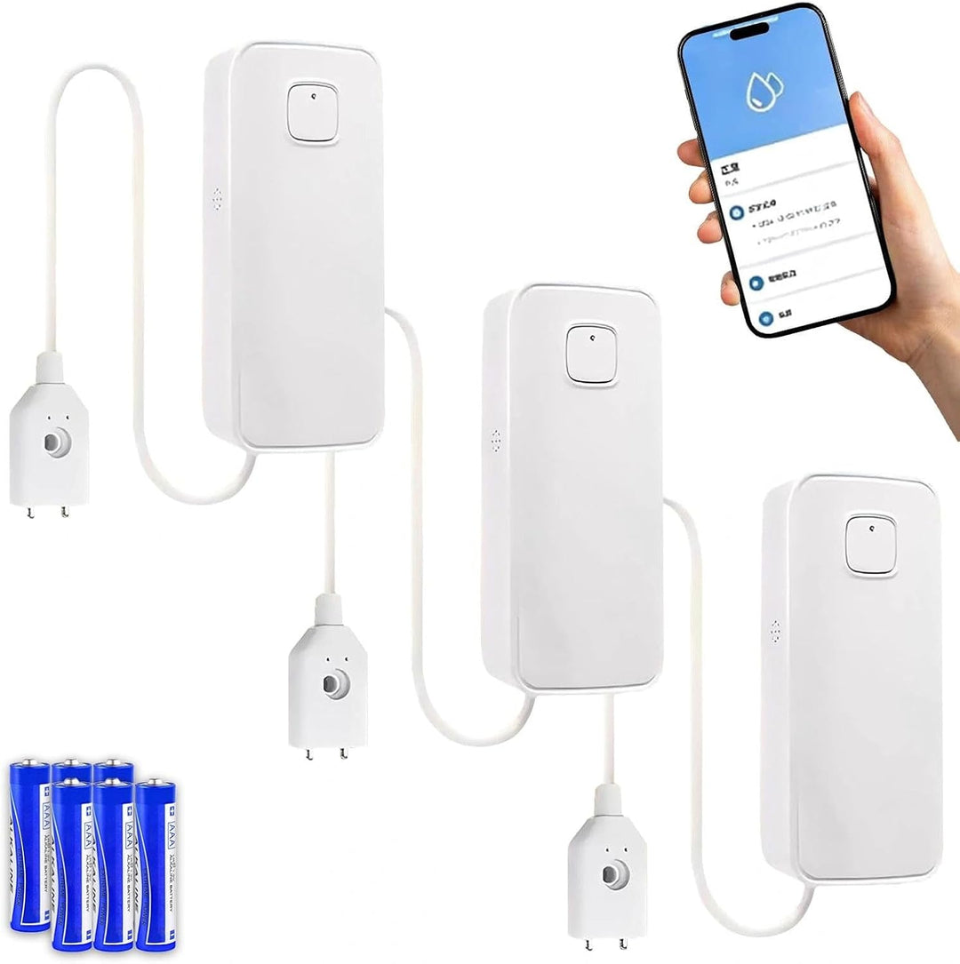 WiFi Wasserleck Sensor, 80dBwater Sensor Alarm, Sumpfpumpe Alarm, TUYA APP Kostenlose Fernüberwachun