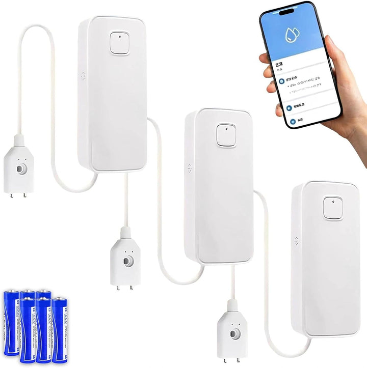 WiFi Wasserleck Sensor, 80dBwater Sensor Alarm, Sumpfpumpe Alarm, TUYA APP Kostenlose Fernüberwachun