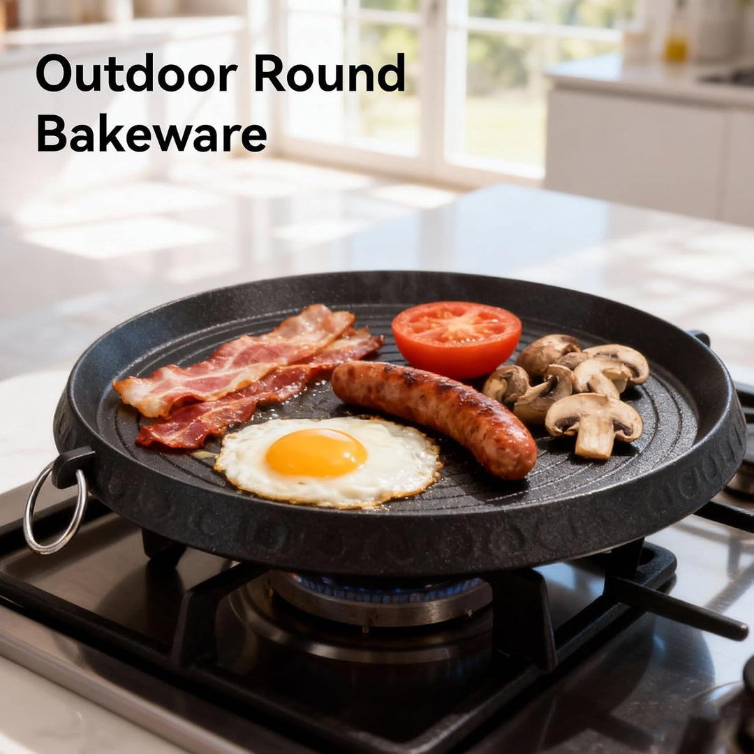 HERCHR Koreanische BBQ Grillpfanne, beschichtete Antihaft Grillplatte, Doppeldicke Aluminiumlegierun