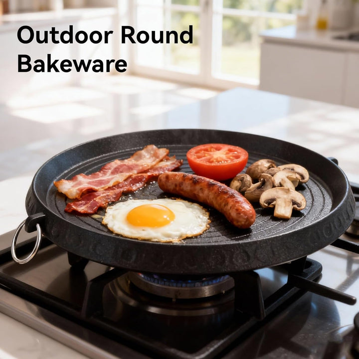 HERCHR Koreanische BBQ Grillpfanne, beschichtete Antihaft Grillplatte, Doppeldicke Aluminiumlegierun