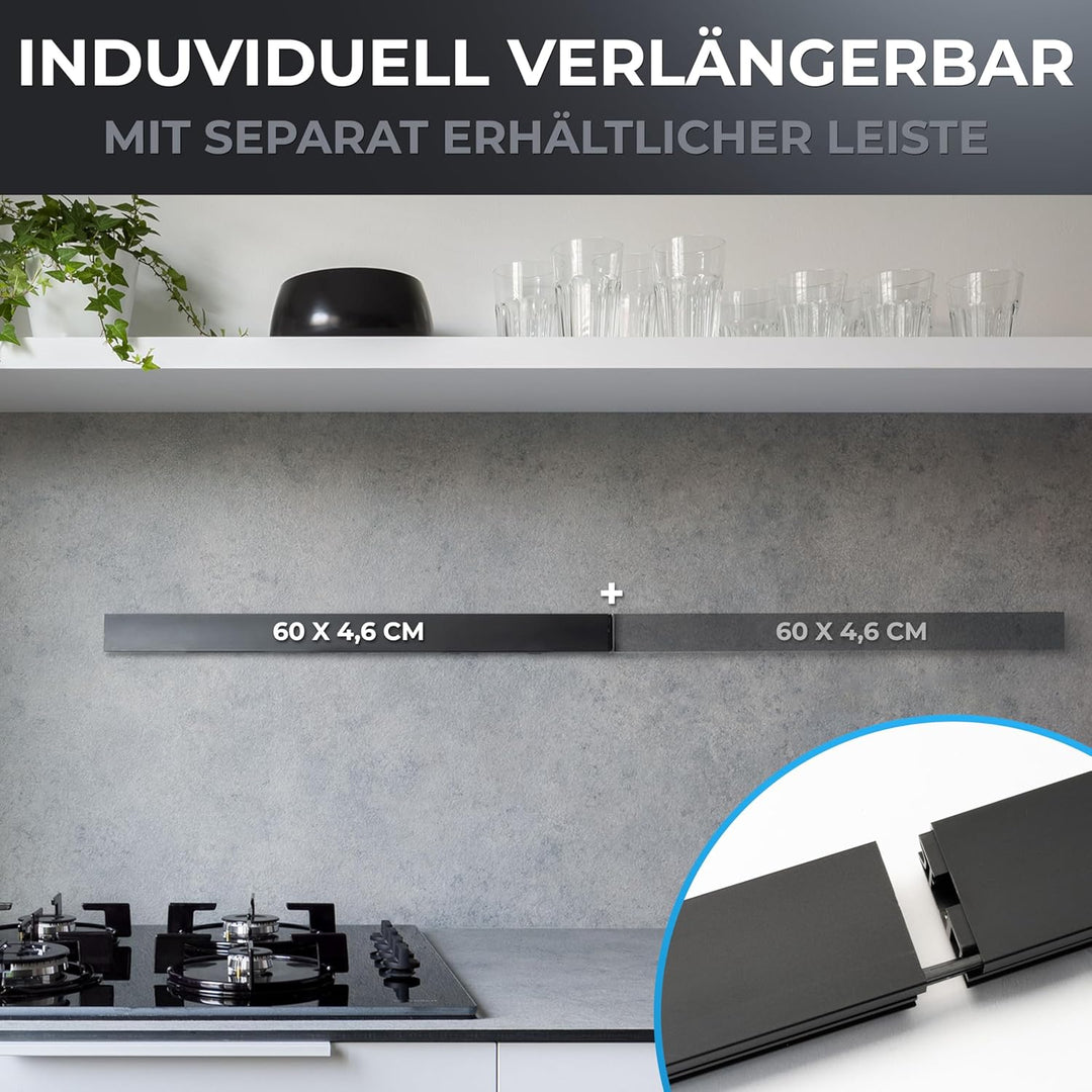 Küchenreling Orléans | schwarz | einzeln | pulverbeschichteter Edelstahl | zum Bohren und Kleben | f