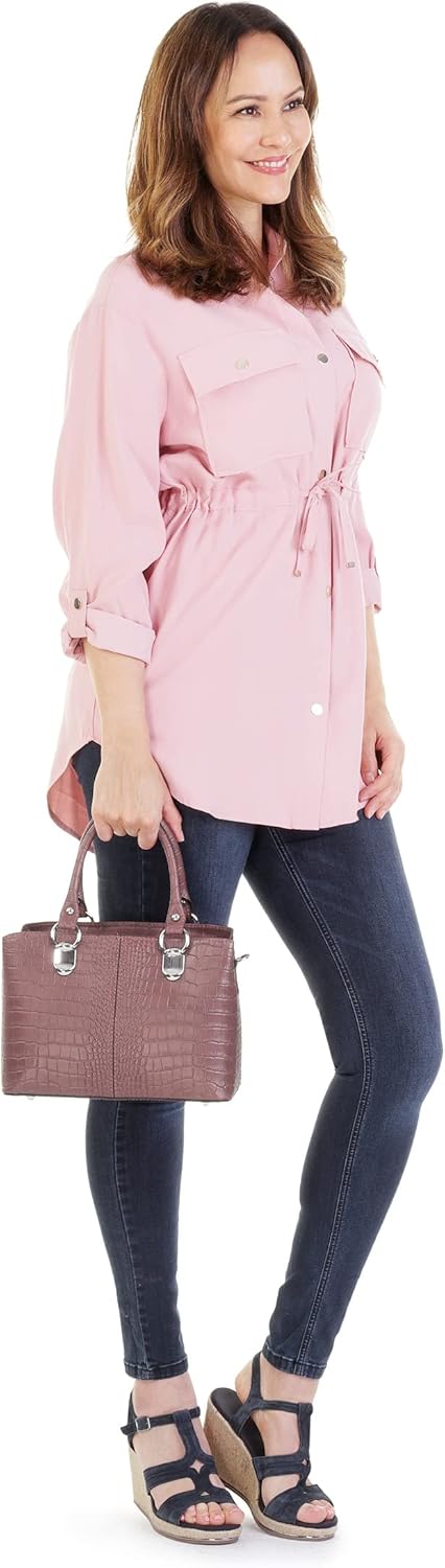 Umhängetasche echt Leder Damen | Made in Italy, Kroko-Optik Handtasche, Damen Schultertasche, elegan