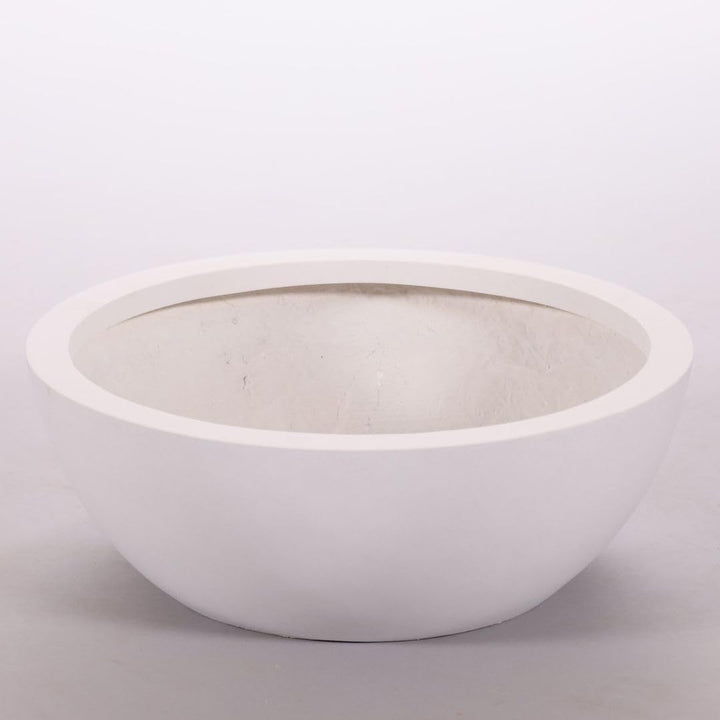 Eleganteinrichten Blumenkübel Fiberglas Schale D46xH16cm Perlmutt weiss.