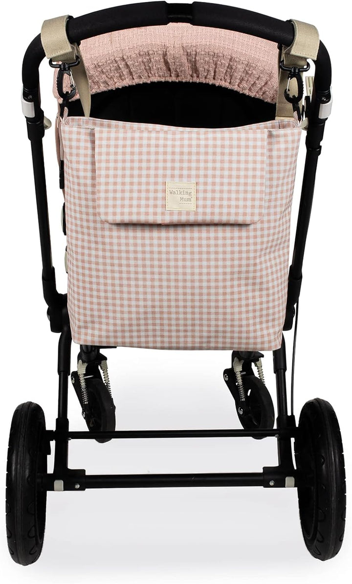 Walking Mum. I Love Vichy Wickeltasche für Kinderwagen, Schultertasche, Rosa, 42 x 36 x 13 cm
