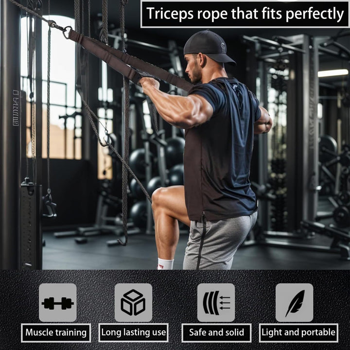 trizepsseil für Fitnessstudio mit grösserem Bewegungsbereich, 3 Segmente & gepolsterte trizeps Seil,