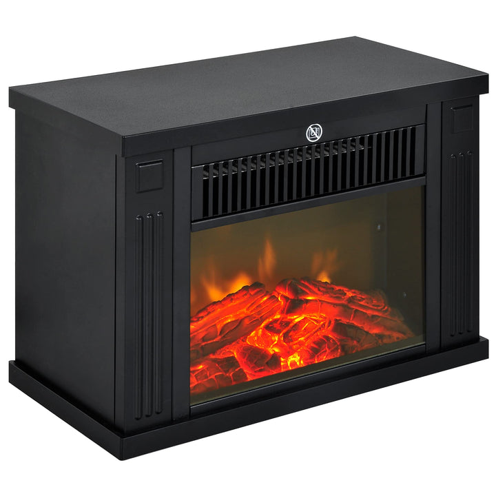 HOMCOM Elektrokamin mit Heizung, elektrischer Kamin mit LED Flammeneffekt, 600/1200 W Dekokamin, ele