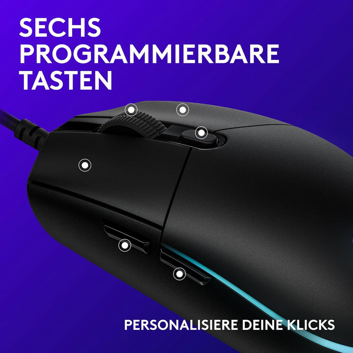 Logitech G203 Gaming-Maus mit anpassbarer LIGHTSYNC RGB-Beleuchtung, 6 programmierbare Tasten, spiel