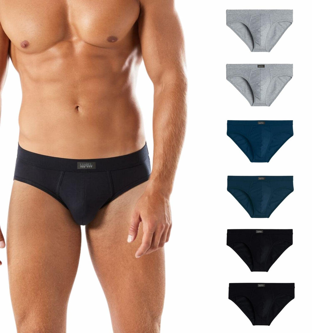 Liabel ® 6 Classic Herren Slip aus Baumwolle Unterwäsche ohne Etiketten, Cotton Stretch Essential M