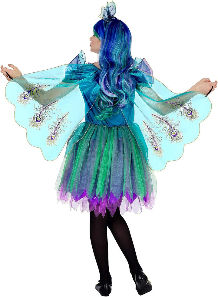 "PEACOCK" (dress with peacock tail veils, headpiece) - (128 cm / 5-7 Years), 128