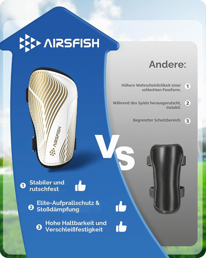 Schienbeinschoner Kinder Fussball Zertifiziert Airsfish Leichte,Langlebige,rutschfeste Schienbeinsch