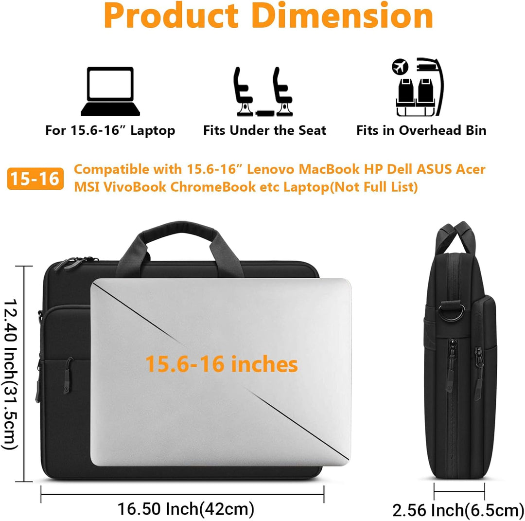 ZYB Grosse Kapazität Laptoptasche 15.6 Zoll 16 Zoll Laptop Tasche,Notebook Tasche für 15.6-16 Zoll L