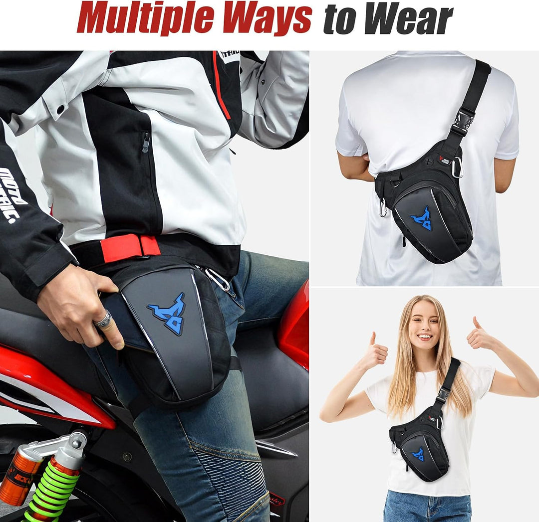 MIGHTYDUTY Motorrad Beintasche Herren Erweiterbar Oberschenkeltasche Hüfttaschen schwarz Gürteltasch