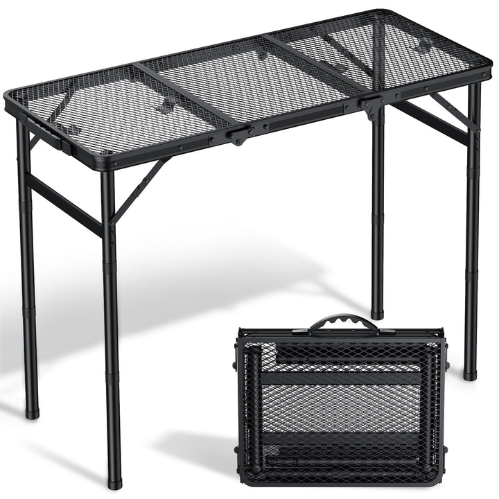 Klappbarer Campingtisch 87x40 cm, 3-Fach Höhenverstellbar 15.7"x12.2"x4.1"(40x31x10.5cm) Schwarz, 15