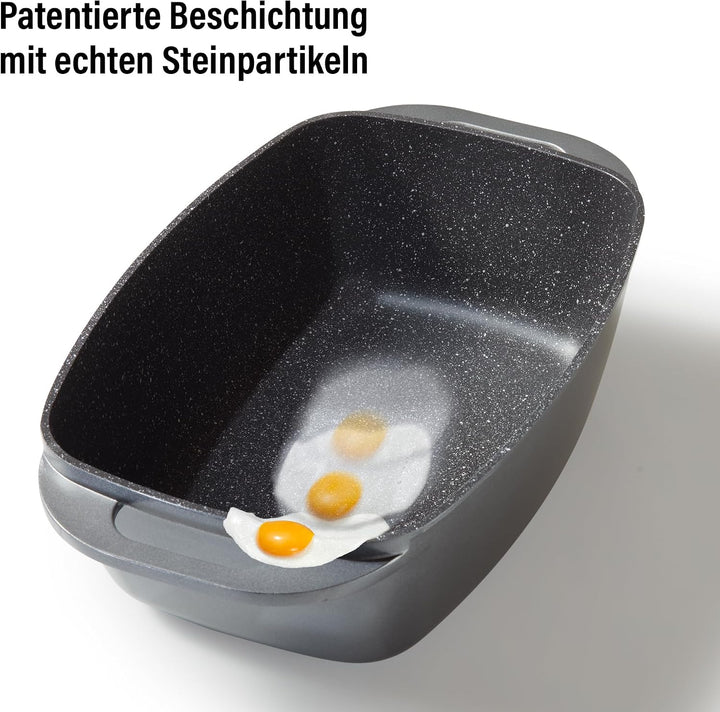 STONELINE Bräter Induktion 43 x 26 cm, 7,8 L, Bräter mit Deckel backofengeeignet, Deckel als Auflauf