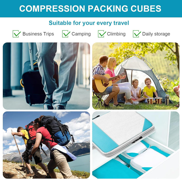 Cinnani Koffer Organizer Set, 8-Teilig Compression Packing Cubes, Packtaschen mit Kompression Packwü