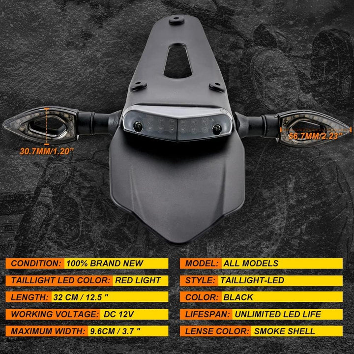 KaTur Motorrad Rück-Stossstange Bremse rotes Rücklicht Lampe LED mit Blinker Lampen für Offroad Moto