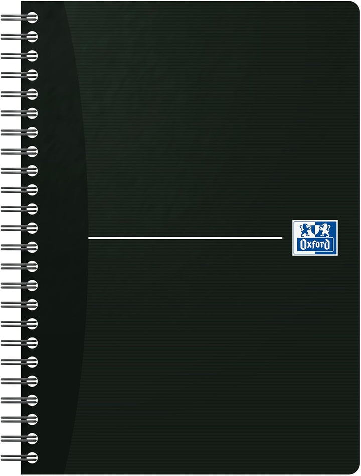 Oxford Spiral-Notizbuch A5, kariert, 180 Seiten, smart black/schwarz, 5 Stück, kariert