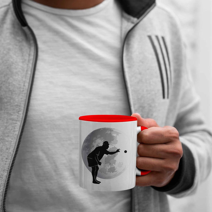Trendation - Boule Tasse Geschenk Boule-Spieler Geschenkidee Grafik Mond Boule (Rot), Rot