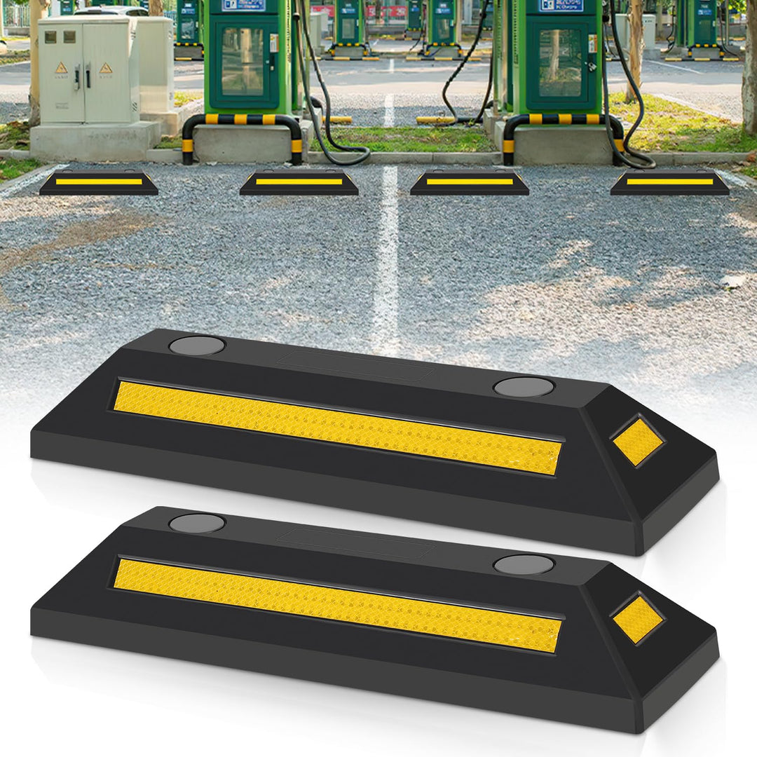 Izrielar 2 Stück Radstopper Parkplatzsperren Gummi Parkplatzbegrenzer Parkbegrenzung Parkplatzmarkie