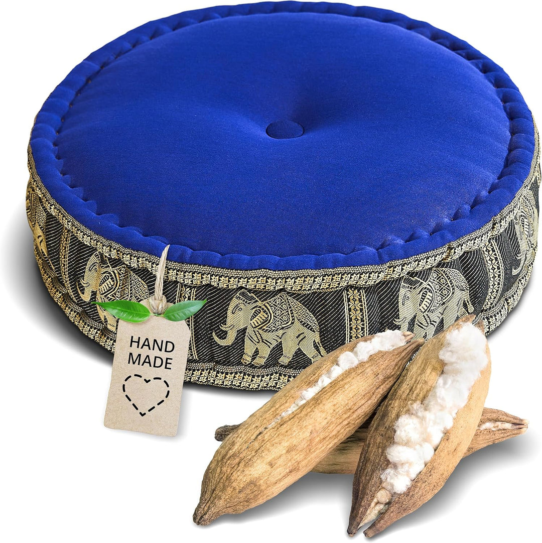 livasia Meditationskissen mit Thaiseide, Yogakissen mit Kapok, Pouf, Bodenkissen für Yoga und Zen Me