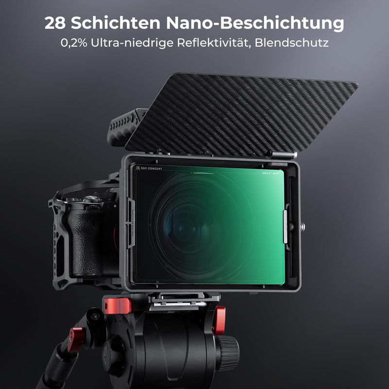 K&F Concept 4 x 5,65" ND4 Filter(2 Blendenstufen),Dicke 4mm Rechteckfilter quadratischer Graufilter