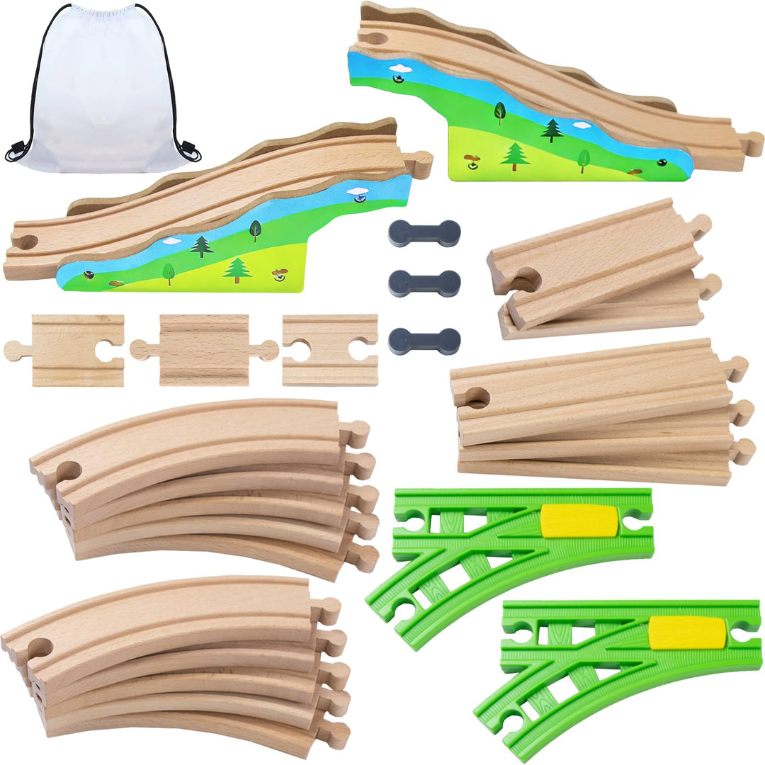 Holzeisenbahn Schienenset, Kompatibilität mit Allen Holzeisenbahn Zubehör und Holzschienen, robust l