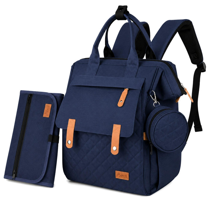 Wickelrucksack inkl. Wickeltunterlage, Wickeltasche gross viel Stauraum, Baby Rucksack für unterwegs