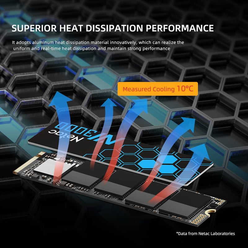 Netac M.2 SSD 250GB Intern - NVMe SSD - PCIE 3.0 M.2 2280 3300 MB/S für PC und Laptop, 3D Nand Schwa