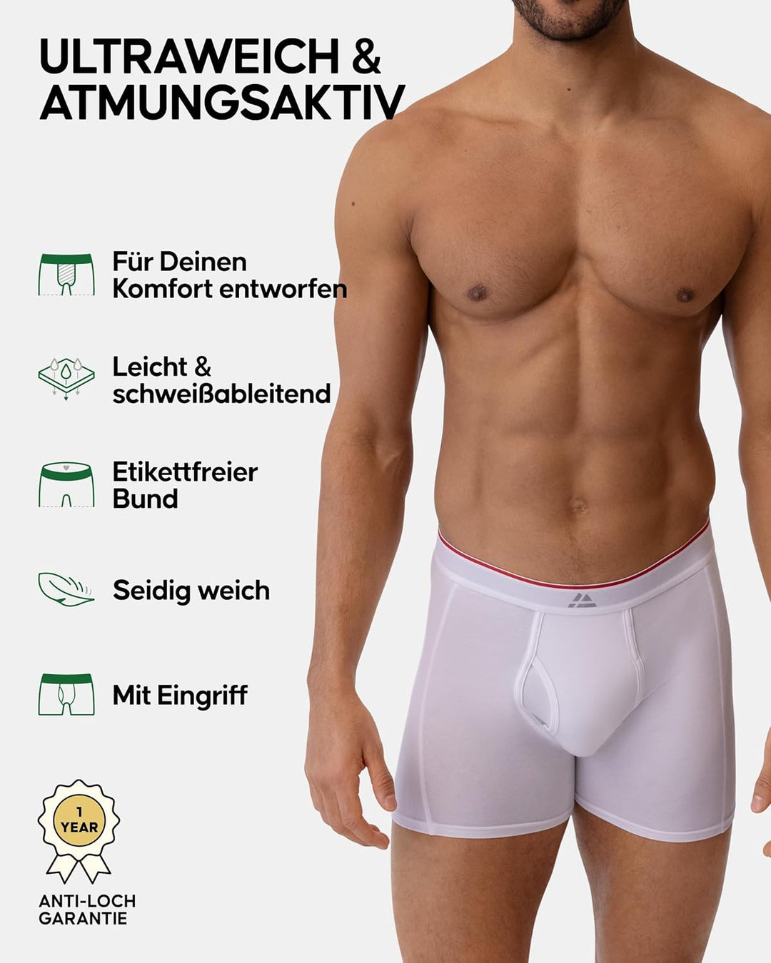 DANISH ENDURANCE Bambus Boxershorts Herren, Superweiche Unterhosen Männer, Bequem, Atmungsaktiv & Et