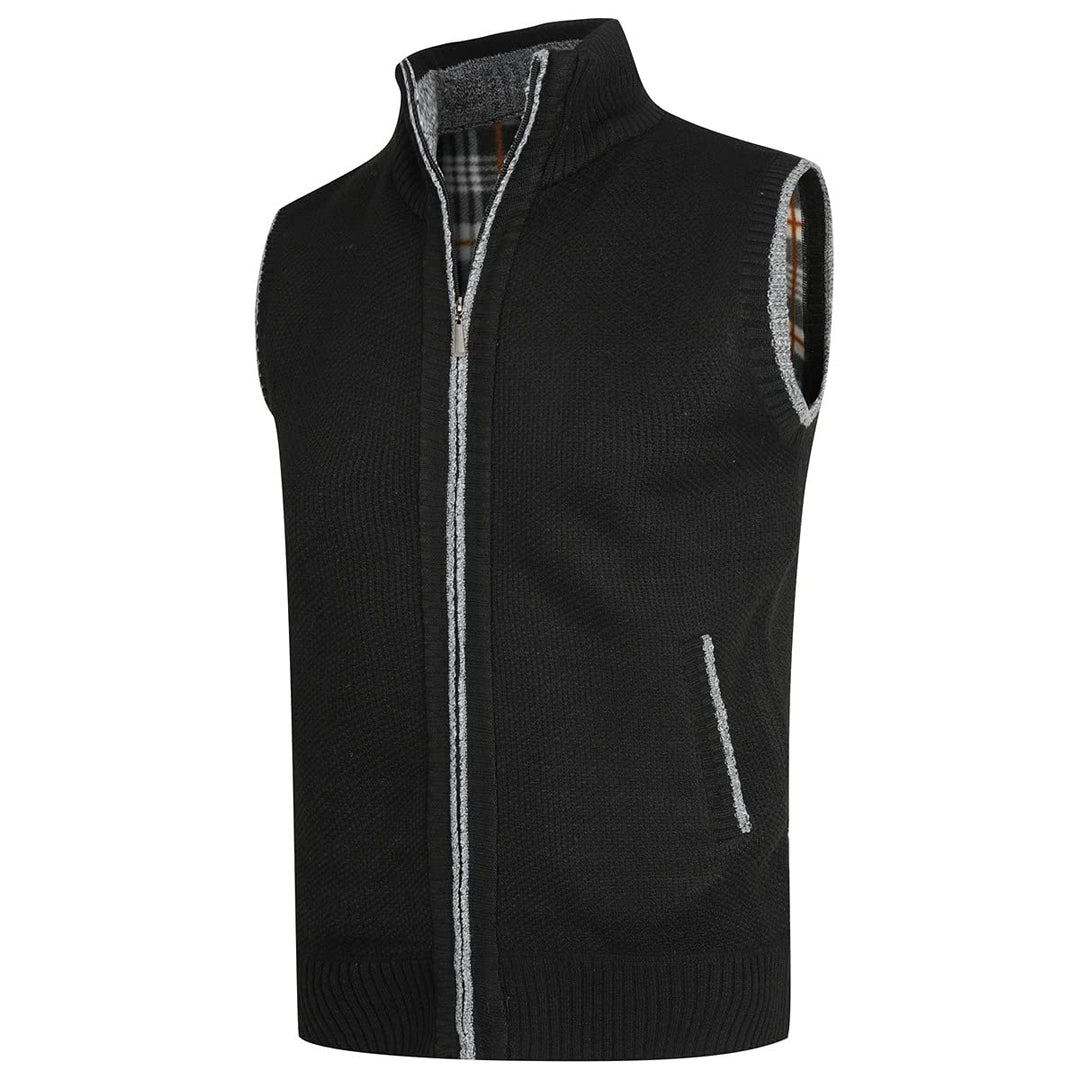 YOUTHUP Herren Weste Strickweste Fleece-Fütterung Ärmellose Strickjacke mit Stehkragen Winter Herren