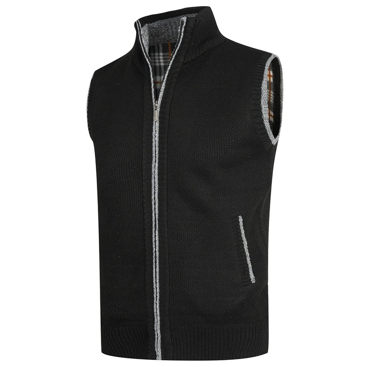 YOUTHUP Herren Weste Strickweste Fleece-Fütterung Ärmellose Strickjacke mit Stehkragen Winter Herren