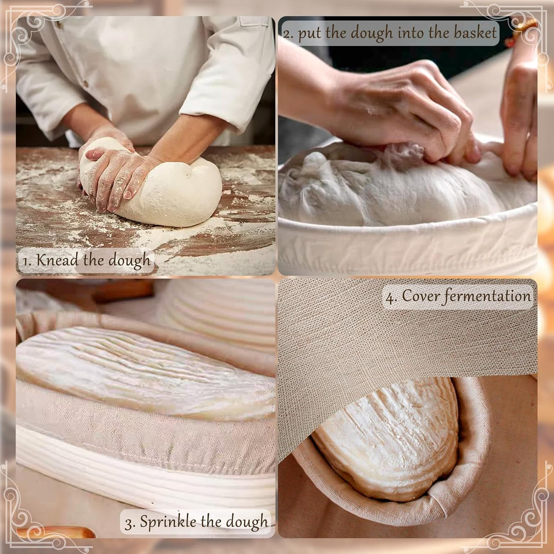 Gärkorb länglich,17 * 12 * 6cm Ovaler Brotkorb,Gärkorb，Oval Proofing Basket Set,Ovales Gärkörbchen,3