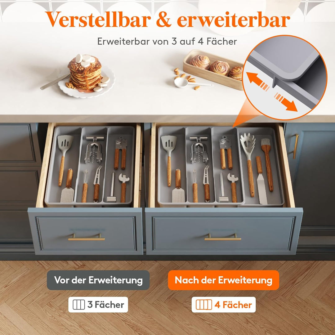 Lifewit Besteckkasten für Schubladen, Küchenutensilien Besteckkasten erweiterbar auf 43,9 cm, Schubl