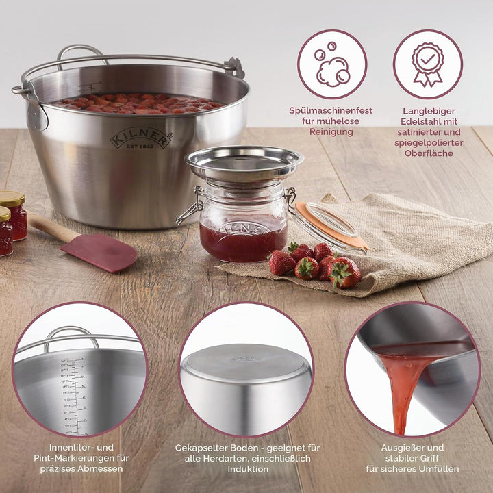 Kilner Edelstahl, 8 Liter Einkochtopf, 30 cm Einkochtopf 8L, Einkochtopf 8L