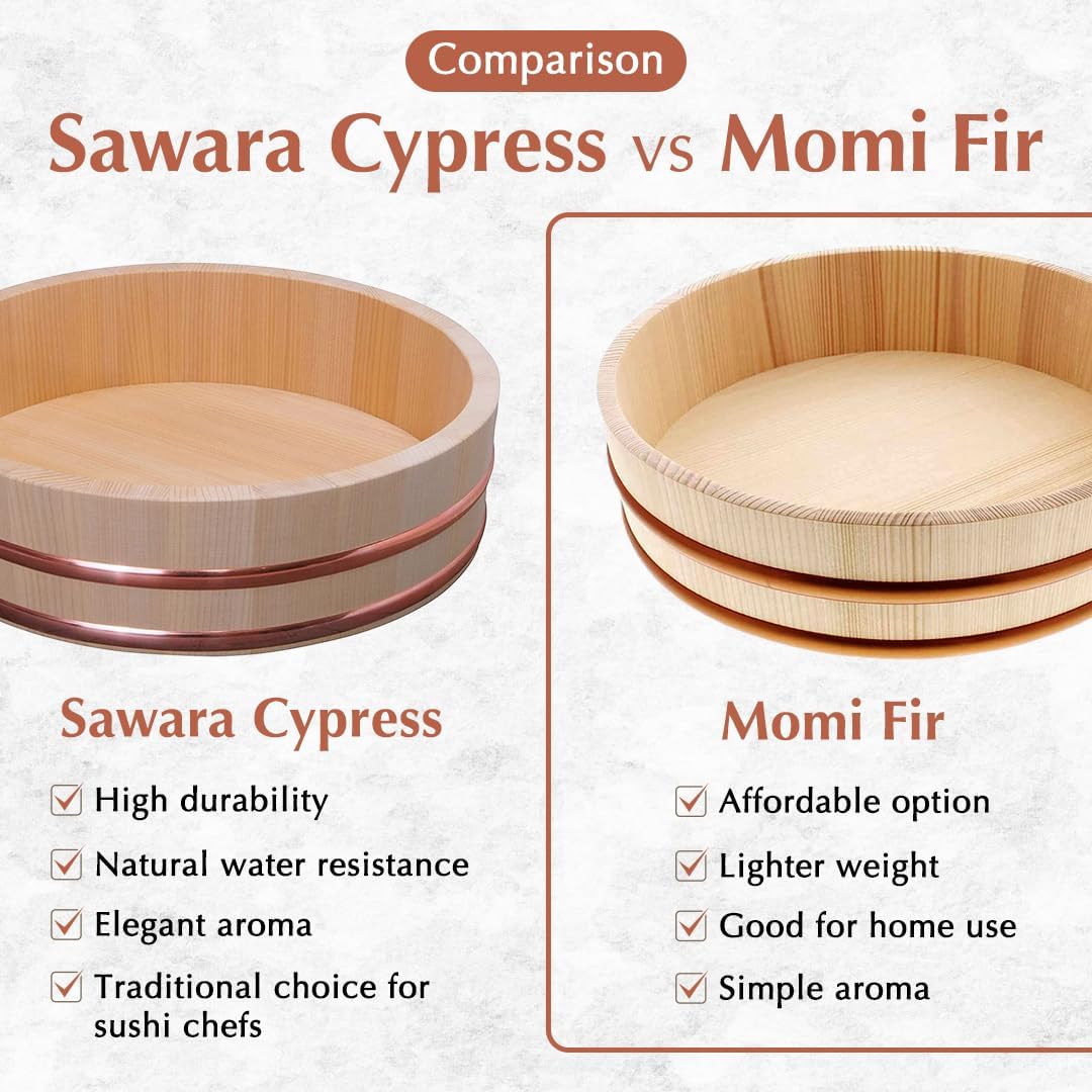 TIKUSAN Holz Hangiri Sushi Reis Rührwanne PP Band Made in Japan aus Momi Fir Sushi Reisschale Sushi