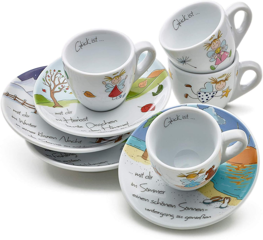 Heaven and Angels Espressotassen Set dickwandig; 4er–Set; Art Collection Design Vier Jahreszeiten; G