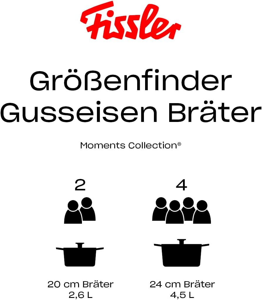 Fissler Moments Collection / Emaillierter Gusseisen-Bräter, rund (Ø 24 cm) Cast-Iron Topf, Cocotte A