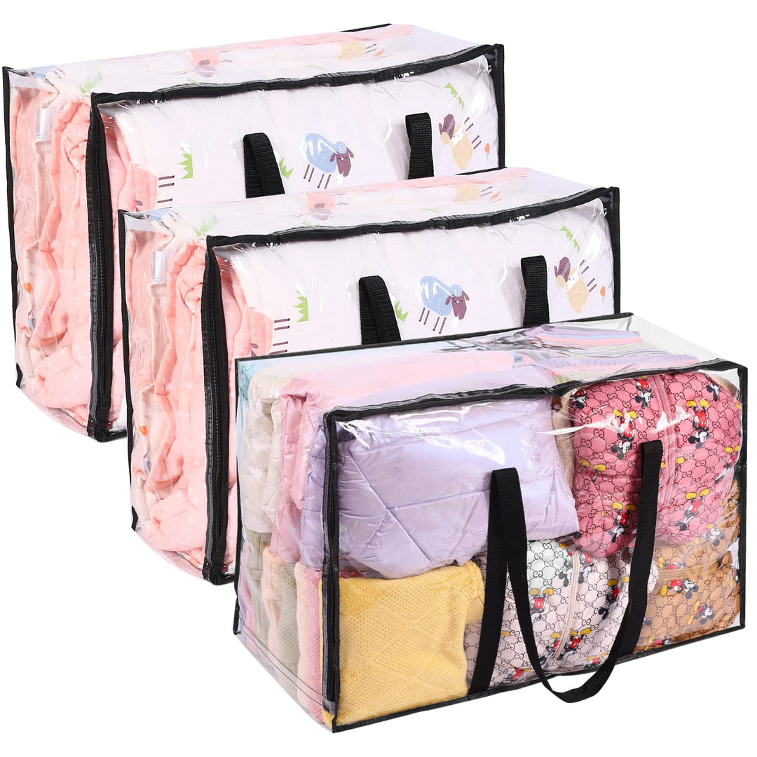 Vieshful 3 Pack Aufbewahrungsbeutel Löschen 110L Übergross Kleidertaschen mit Doppelten Reissverschl