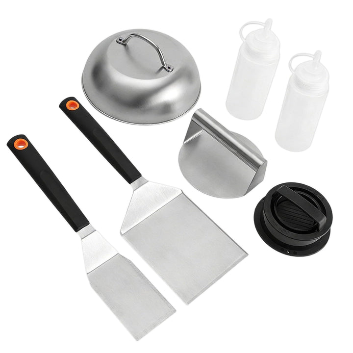 Smash Burger Set, 7 Stück Burger Smasher, Smash Burgerpresse mit Pfannenwender und Burgerglocke und