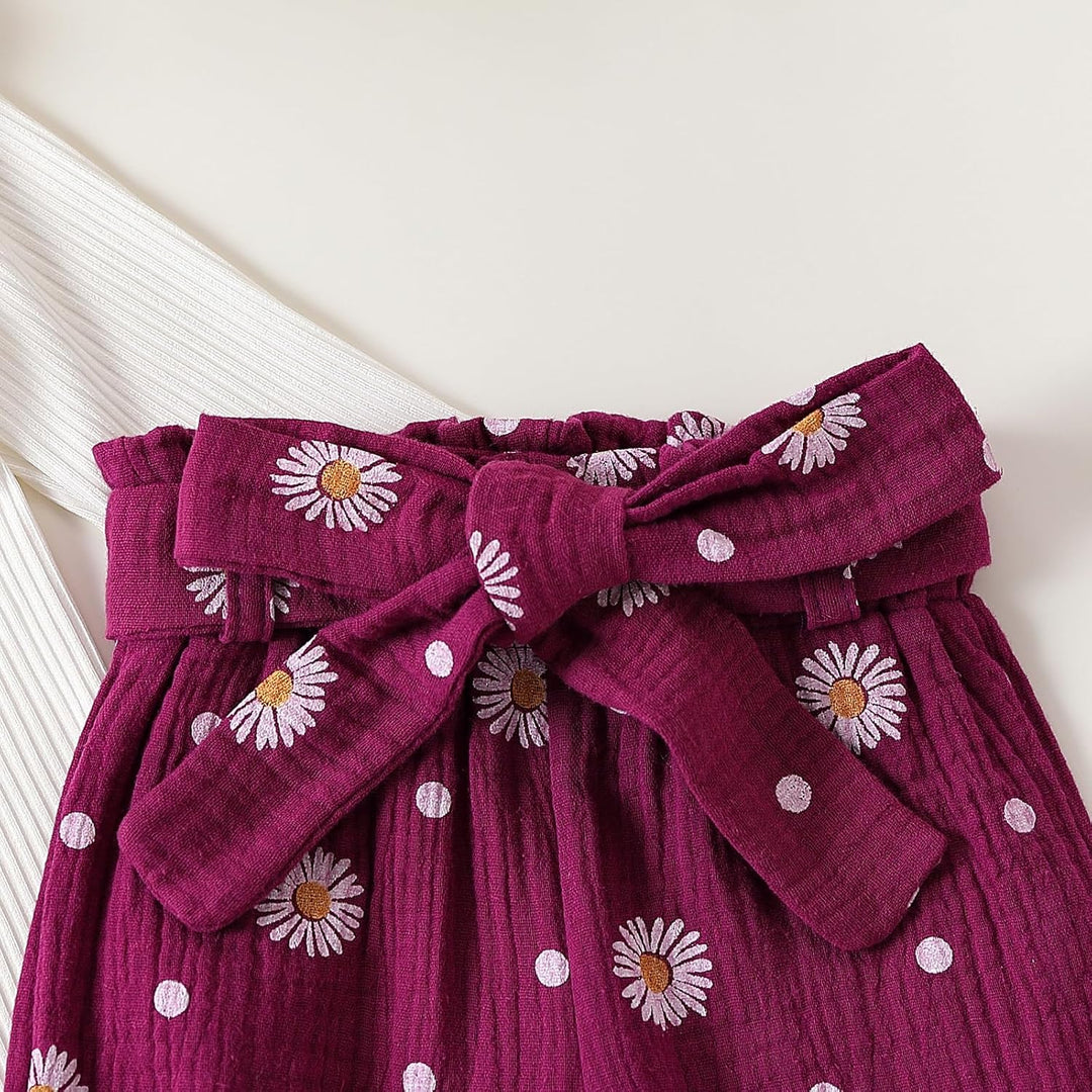 3tlg Baby Mädchen Kleidung Langarm Tops + Gänseblümchen Hose + Stirnband Neugeborene Outfit Set Hübs