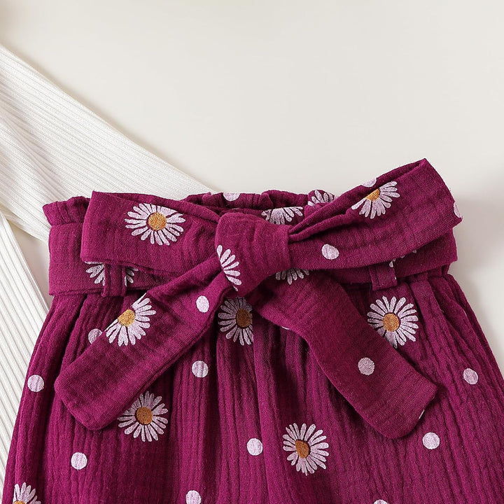 3tlg Baby Mädchen Kleidung Langarm Tops + Gänseblümchen Hose + Stirnband Neugeborene Outfit Set Hübs