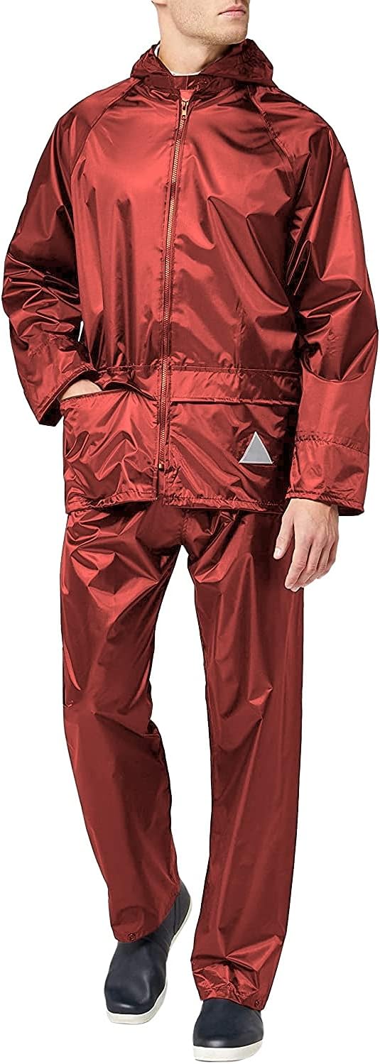 Result Herren Heavyweight Waterproof Jacket & Trouser Set Regenmantel, Blickdicht L Red, L Red