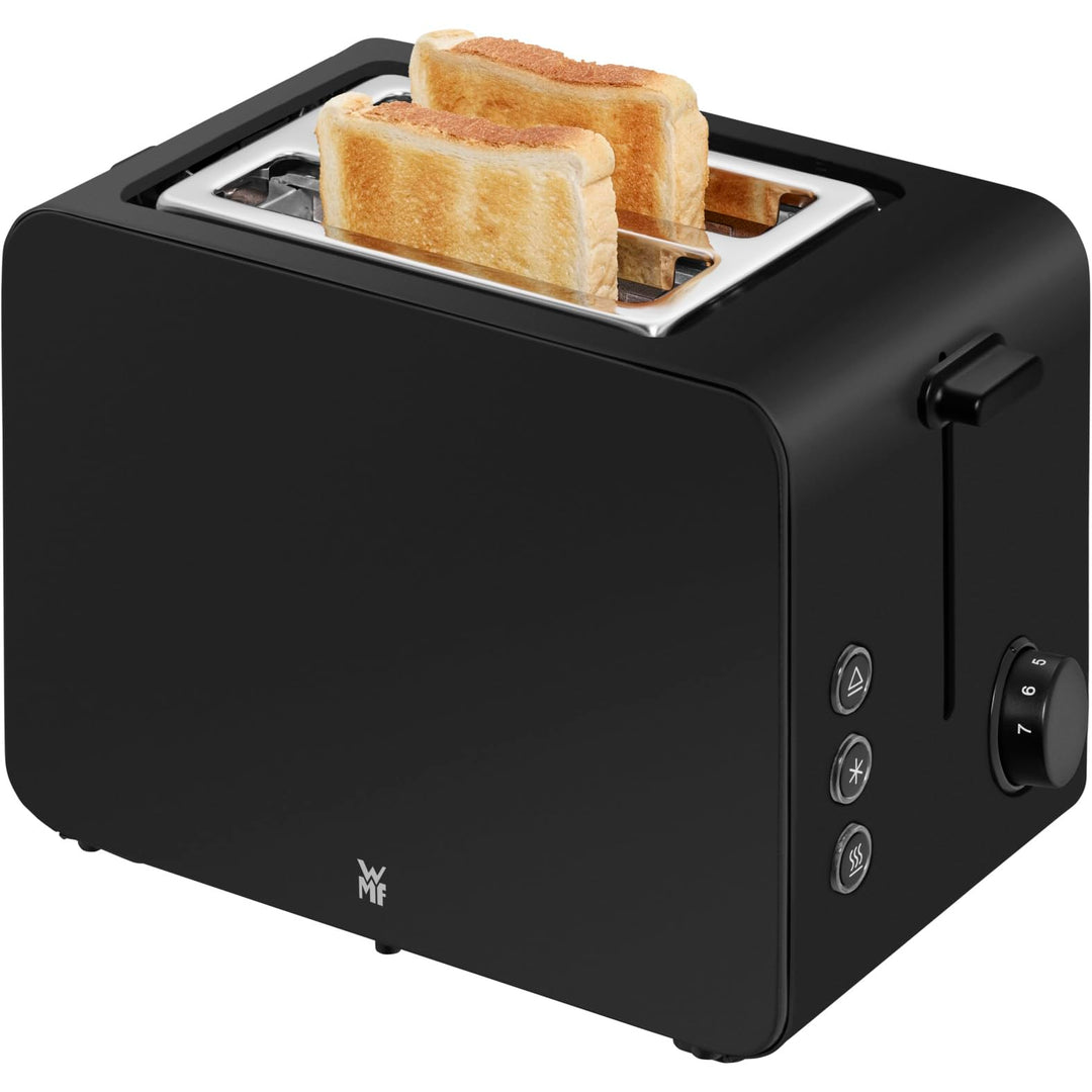 WMF Stelio Toaster 2 Scheiben Edelstahl, Doppelschlitz Toaster mit Brötchenaufsatz, Bagel-Funktion,