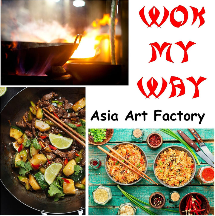 AAF Nommel ® Wok ca. 40 cm Ø mit 2 Griffen/Henkeln und rundem Boden für Gas, Gastronomie, Wokpfanne