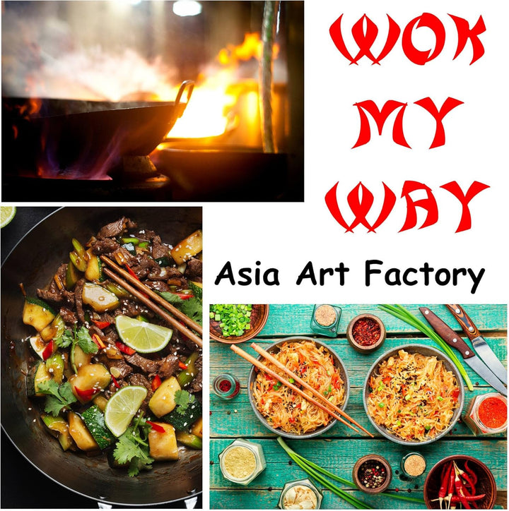 AAF Nommel ®, Wok Pfanne Flacher Boden Ø 40 cm aus Karbon Stahl, für Gas und Induktionskochfelder, m