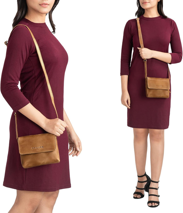 STILORD 'Audrey' Handtasche Damen Leder Klein Elegante Umhängetasche für Frauen Mini Crossbody Bag S