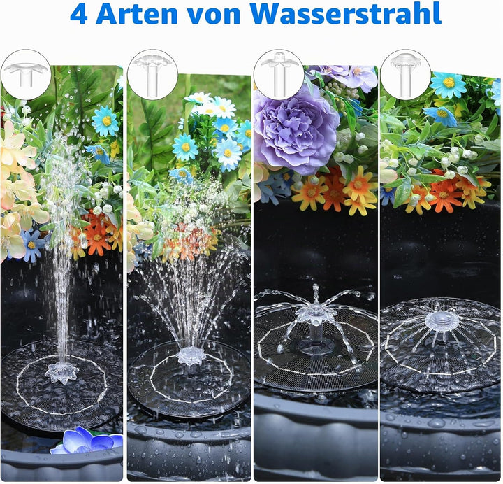 AISITIN Solar Springbrunnen für Aussen 3,5W,Solarbrunnen für Draussen mit 4 Sprüh Effekten, Solar Te